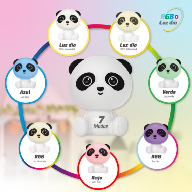 202800007 LAMPARA LED INFANTIL PANDA RGB + LUZ DIA RECARGABLE BLANCO 2,5W GSC