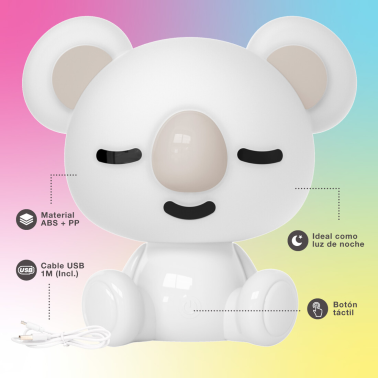 202800008 LAMPARA LED INFANTIL KOALA RGB + LUZ DIA RECARGABLE BLANCO 2,5W GSC
