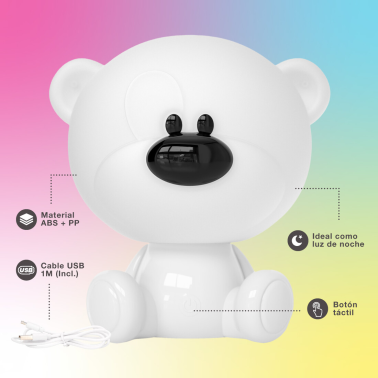 202800010 LAMPARA LED INFANTIL OSITO RGB + LUZ DIA RECARGABLE BLANCO 2,5W GSC