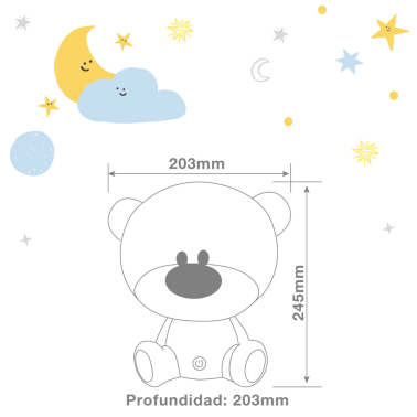 202800010 LAMPARA LED INFANTIL OSITO RGB + LUZ DIA RECARGABLE BLANCO 2,5W GSC