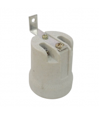 101505001 PORTALAMPARAS CERAMICO REFORZADO E27 GANCHO BLANCO GSC