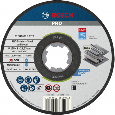 DISCO X-LOCK STAND.INOX 125X1MM LATA 10