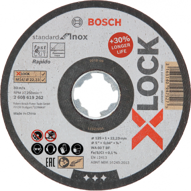 DISCO X-LOCK STAND.INOX 125X1X22,23MM