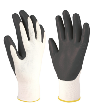 502070026 GUANTES PROTECCION POLIESTER Y NITRILO BLANCO/GRIS TALLA 7 HANTUMS
