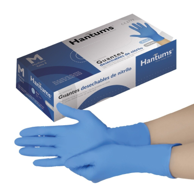502070046 100 uds GUANTES DESECHABLES DE NITRILO AZUL TALLA M HANTUMS