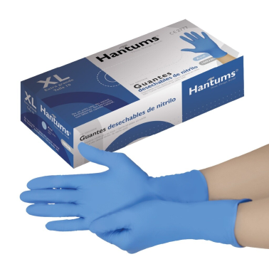 502070048 100 uds GUANTES DESECHABLES DE NITRILO AZUL TALLA XL HANTUMS