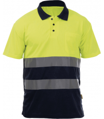 POLO ROCK HV SS YELLOW/NAVY T-M