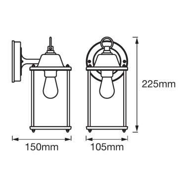 206625 APLIQUE LATERN ALU E27 IP44 225mm LEDVANCE