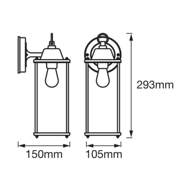 206649 APLIQUE LATERN ALU E27 IP44 293mm LEDVANCE