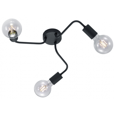 608000332 REGLETA TECHO DIALLO NEGRA 3xE27 TRIO