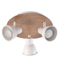10308 PLAFON MADERA MIKO 3xGU10 BLANCO JUERIC