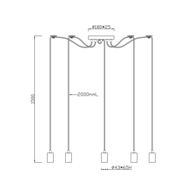 310100562 LAMPARA COLGANTE CORD COBRE 5xE27 TRIO