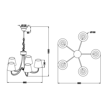 110600578 LAMPARA COLGANTE CORTEZ GRIS 5xE14 TRIO