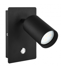 2076002-N APLIQUE LED DE PARED NEGRO C/INTERRUPTOR GU10