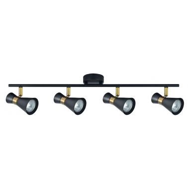 142394009 REGLETA MAXIMO 4 FOCOS GU10 NEGRO/CUERO FABRILAMP