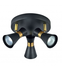 142353009 PLAFON MAXIMO 3 FOCOS GU10 NEGRO/CUERO FABRILAMP