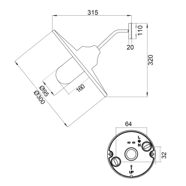 201760124 APLIQUE PARED ALUMINIO OXIDO BRENTA E27 IP44 TRIO