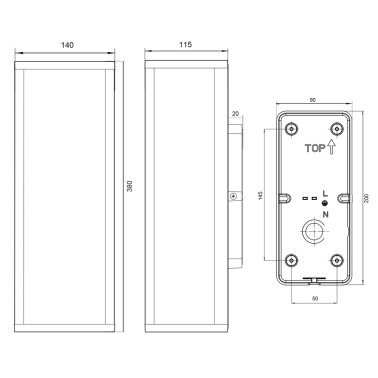 201860242 APLIQUE PARED CAJA ALUMINIO GARONNE 2xE27 IP44 TRIO