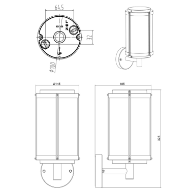 202360142 APLIQUE PARED ALUMINIO ANTRACITA TANARO E27 IP44 TRIO