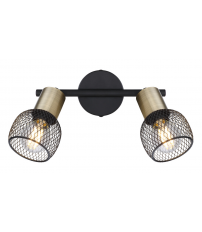 54028-2 REGLETA 2 FOCOS 2XE14  METAL NEGRO MATE FIASTRA GLOBO