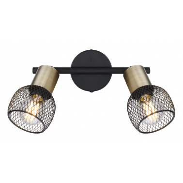54028-2 REGLETA 2 FOCOS 2XE14  METAL NEGRO MATE FIASTRA GLOBO