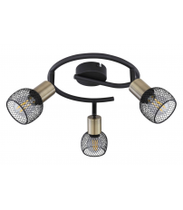 54028-3 REGLETA CIRCULAR 3 FOCOS 3XE14  METAL NEGRO MATE FIASTRA GLOBO