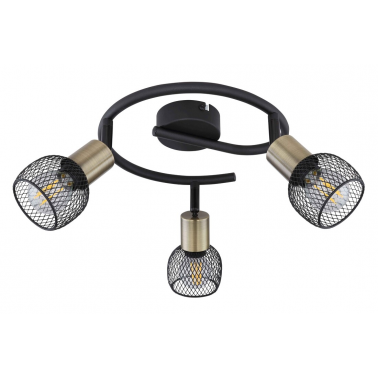 54028-3 REGLETA CIRCULAR 3 FOCOS 3XE14  METAL NEGRO MATE FIASTRA GLOBO