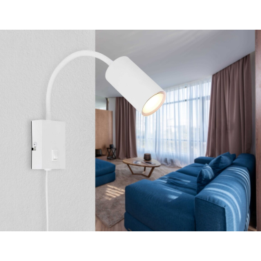 57911WW APLIQUE DE PARED PLASTICO Y METAL BLANCO 1XGU10 25W  ROBBY GLOBO