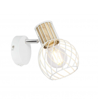 54012-1  FOCO METAL BLANCO Y COLOR MADERA  1XE27 40W LUISE GLOBO