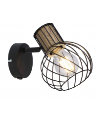 54012-1s FOCO METAL NEGRO Y COLOR MADERA  1XE27 40W LUISE GLOBO