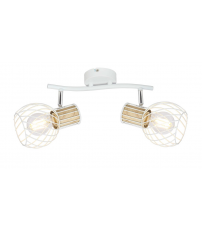 54012-2  REGLETA METAL BLANCO Y COLOR MADERA  2XE27 40W LUISE GLOBO