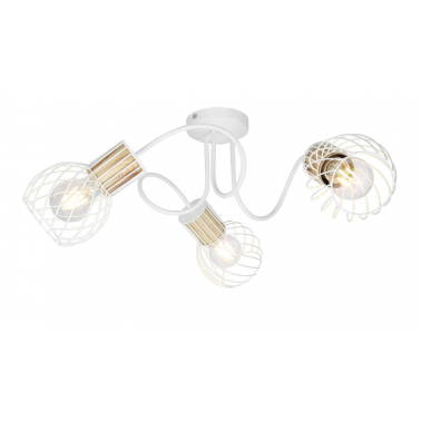 54012-3 REGLETA METAL BLANCO Y COLOR MADERA  3XE27 40W LUISE GLOBO