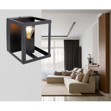 15478W APLIQUE DE PARED 1XE27 60W METAL NEGRO MATE HAGAR GLOBO