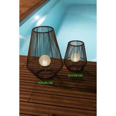 G2125/30 LAMPARA SOLAR JAULA 30cm C/BOLA METAL+POLIETILENO GALIX