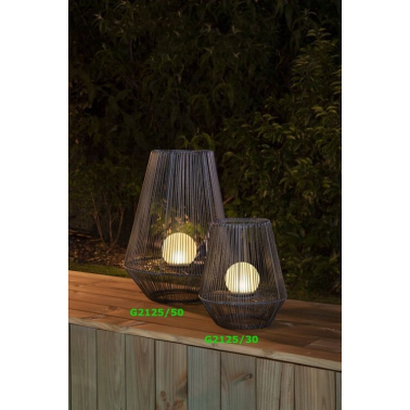 G2125/30 LAMPARA SOLAR JAULA 30cm C/BOLA METAL+POLIETILENO GALIX