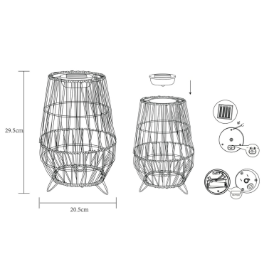 G2315 LAMPARA SOLAR JAULA C/PATAS METAL+POLIETILENO GALIX