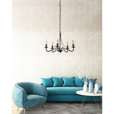 R1198-24 LAMPARA COLGANTE COUNTRY 5xE14 TRIO