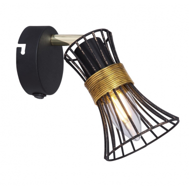 54814-1 FOCO METAL NEGRO DORADO 1xE14 40W 230V PURRA GLOBO