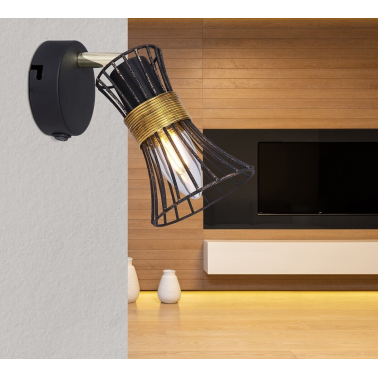 54814-1 FOCO METAL NEGRO DORADO 1xE14 40W 230V PURRA GLOBO