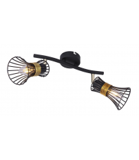 54814-2 REGLETA 2 FOCOS METAL NEGRO DORADO 2xE14 40W 230V PURRA GLOBO