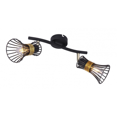 54814-2 REGLETA 2 FOCOS METAL NEGRO DORADO 2xE14 40W 230V PURRA GLOBO