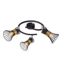 54814-3 REGLETA 3 FOCOS METAL NEGRO DORADO 3xE14 40W 230V PURRA GLOBO