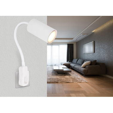 57911DPW APLIQUE FOCO PARED ENCHUFABLE 1xGU10 25W 230V BLANCO ROBBY GLOBO