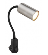 57911DP APLIQUE FOCO PARED ENCHUFABLE 1xGU10 25W 230V NEGRO NIQUEL ROBBY GLOBO