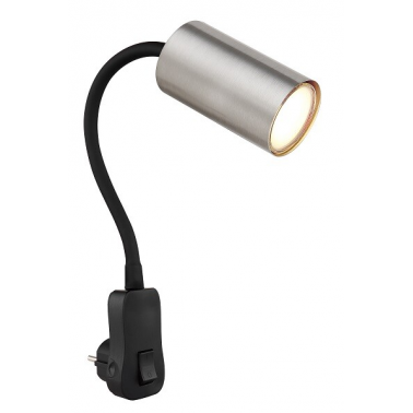57911DP APLIQUE FOCO PARED ENCHUFABLE 1xGU10 25W 230V NEGRO NIQUEL ROBBY GLOBO