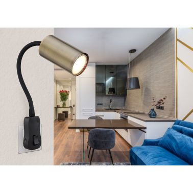 57911DPM  APLIQUE FOCO PARED ENCHUFABLE 1xGU10 25W 230V METAL ROBBY GLOBO