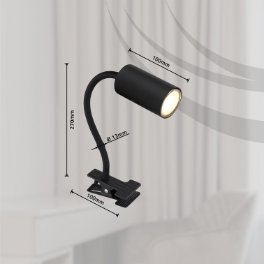 57911KB APLIQUE FOCO PARED PINZA ENCHUFABLE 1xGU10 25W 230V NEGRO ROBBY GLOBO