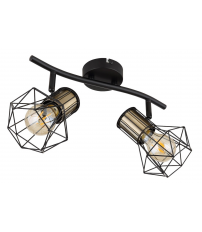 54017-2M REGLETA 2 FOCOS RADIADOR 2xE27 40W 230V NEGRO PRISKA GLOBO