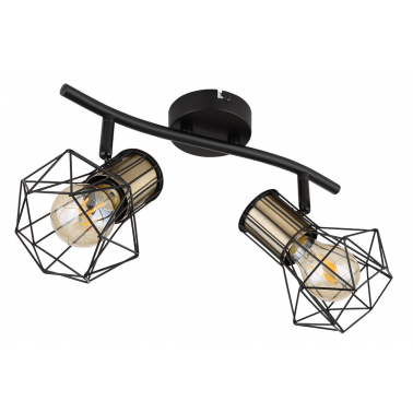 54017-2M REGLETA 2 FOCOS RADIADOR 2xE27 40W 230V NEGRO PRISKA GLOBO