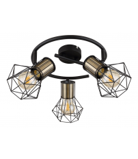 54017-3M REGLETA 3 FOCOS 3xE27 40W 230V NEGRO PRISKA GLOBO
